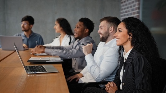 Multi-racial office workers