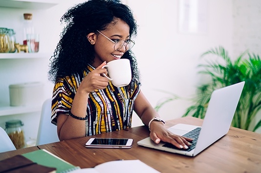 Woman working on laptop